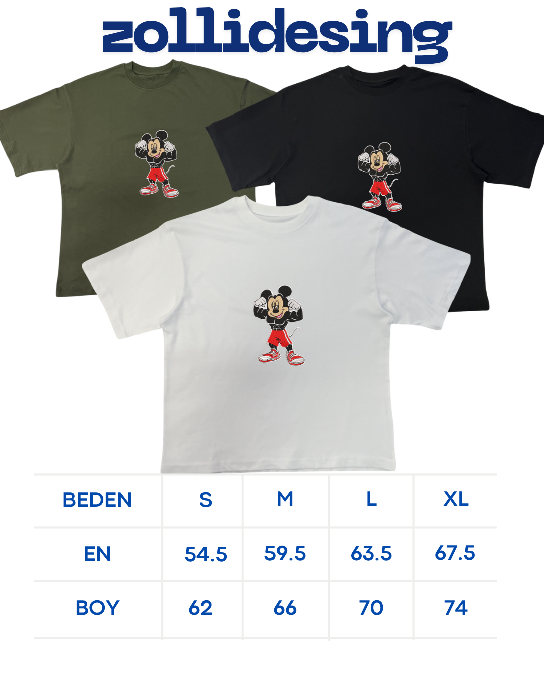 Kaslı Mickey Mouse Nakışlı Oversize Tişört 💪🐭